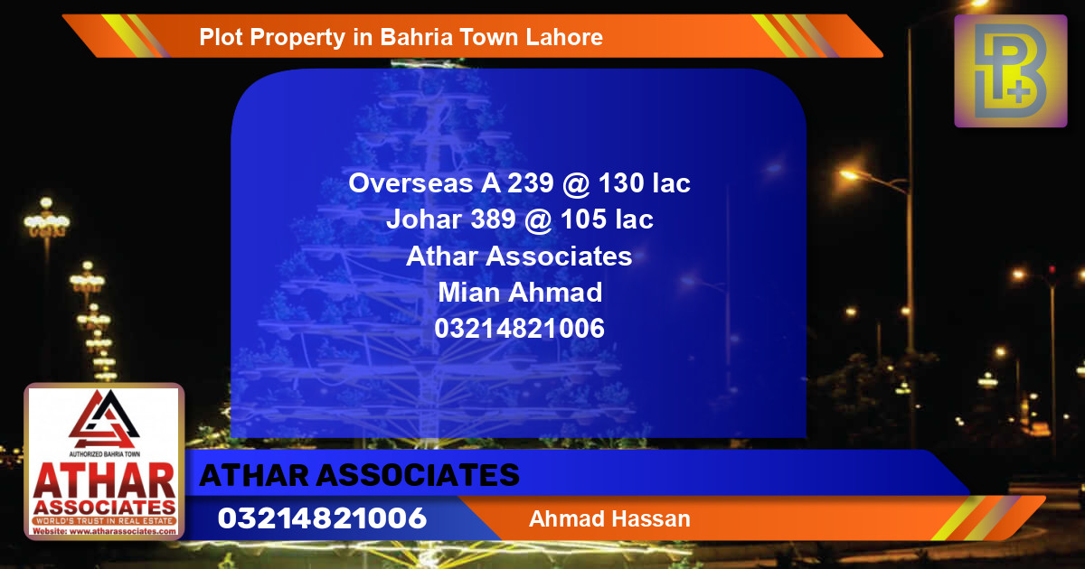 Residential Plot for Sale in Bahria Town, Lahore - (BP-59012)