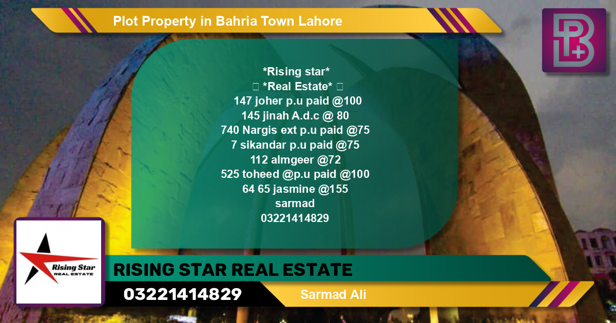 Residential Plot for Sale in Bahria Town, Lahore - (BP-59014)