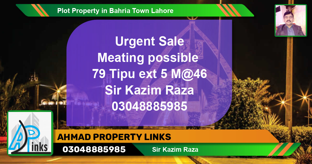 Residential Plot for Sale in Bahria Town, Lahore - (BP-59040)