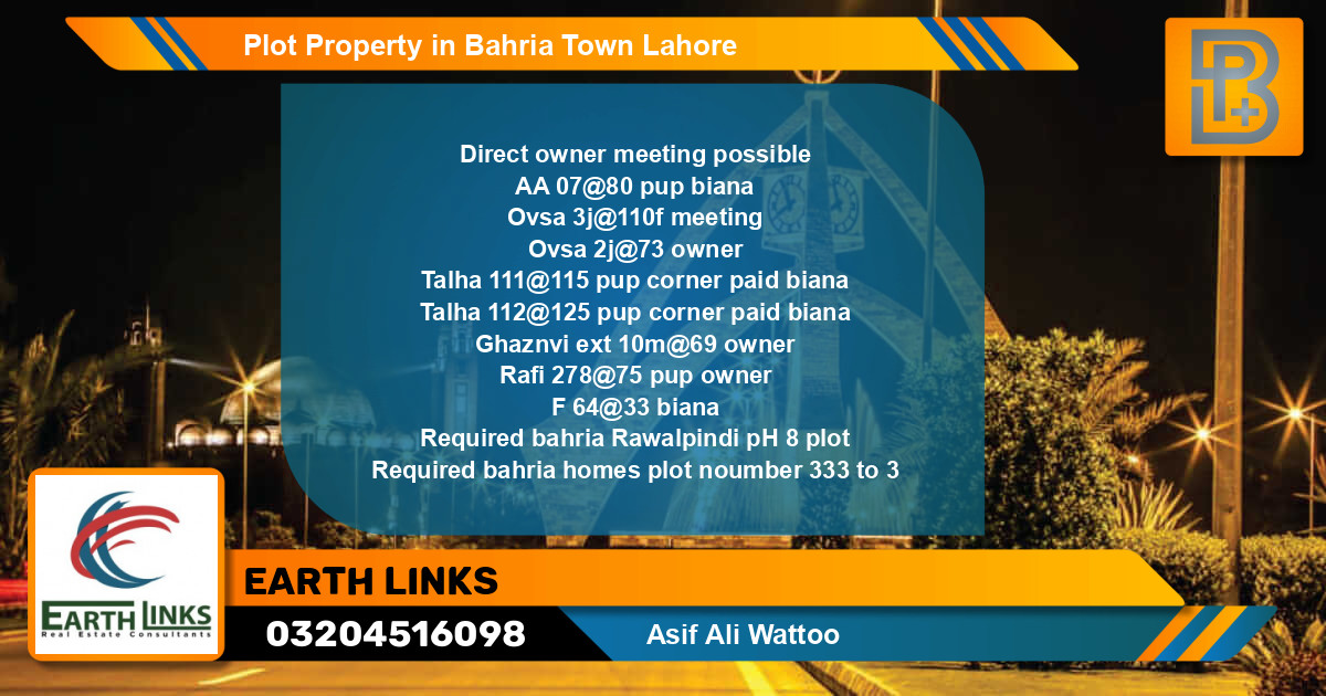 Residential Plot for Sale in Bahria Town, Lahore - (BP-59045)