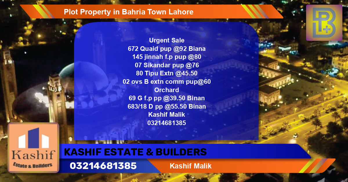 Residential Plot for Sale in Bahria Town, Lahore - (BP-59072)