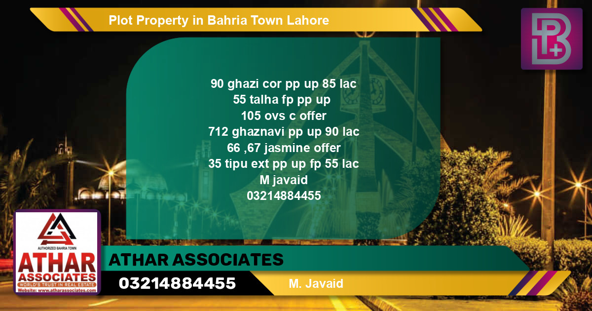 Residential Plot for Sale in Bahria Town, Lahore - (BP-59085)