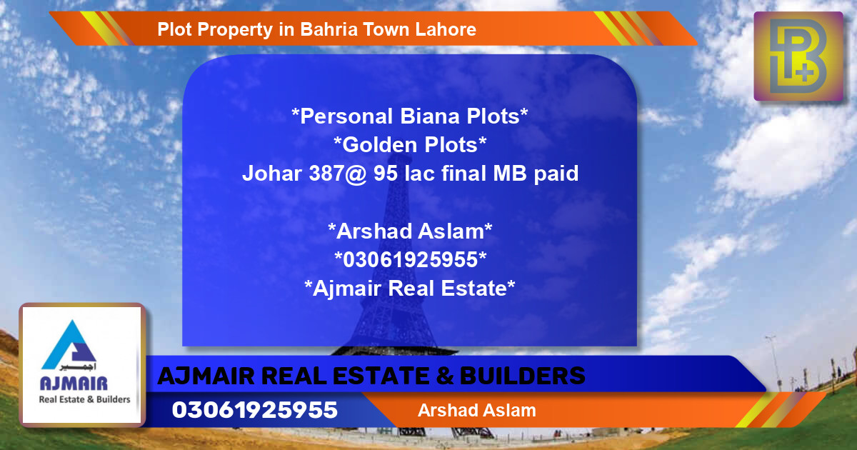 Residential Plot for Sale in Bahria Town, Lahore - (BP-59100)
