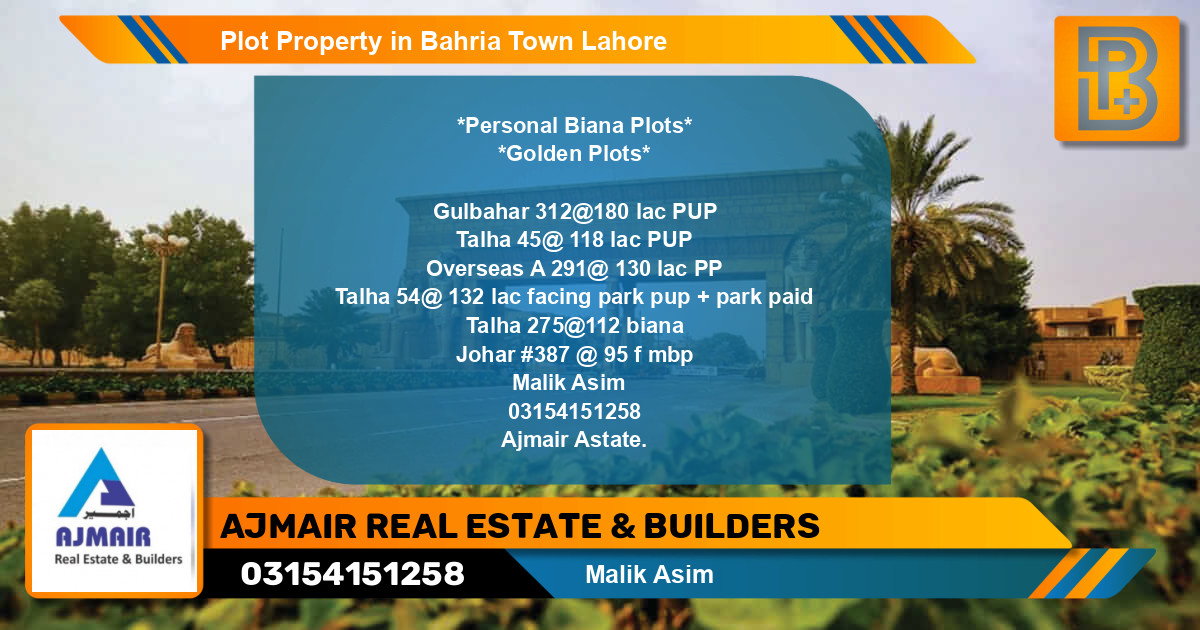 Residential Plot for Sale in Bahria Town, Lahore - (BP-59105)