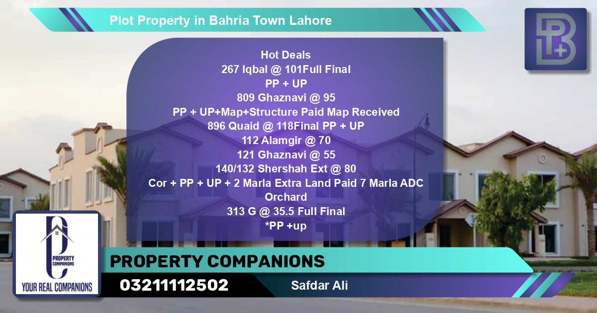 Residential Plot for Sale in Bahria Town, Lahore - (BP-59110)