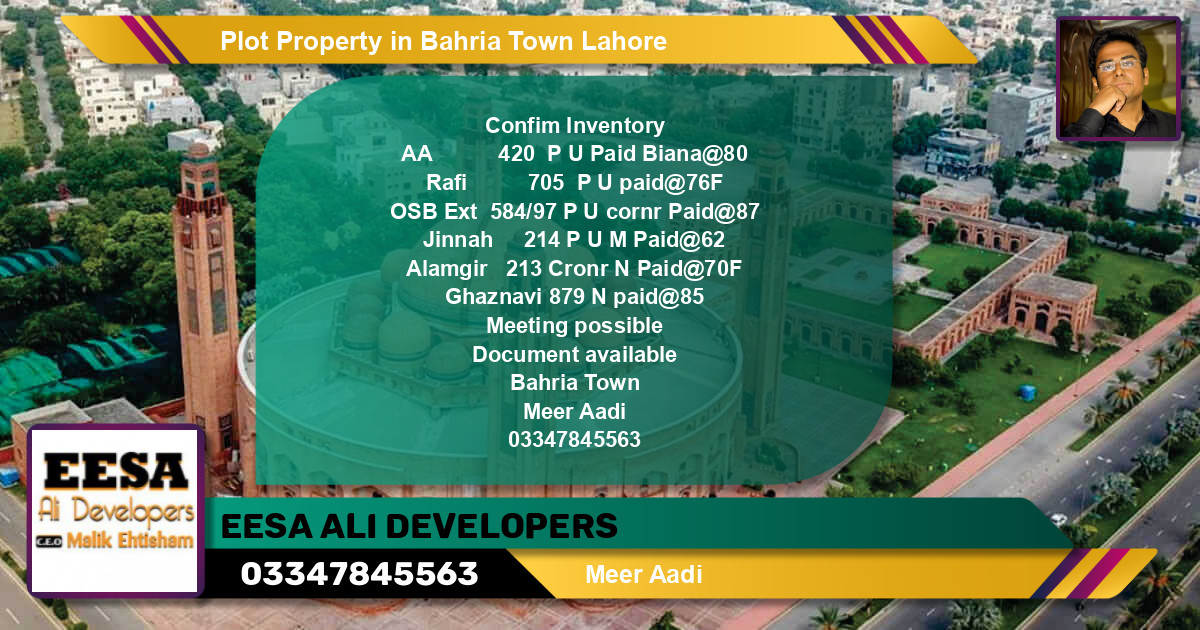 Residential Plot for Sale in Bahria Town, Lahore - (BP-59133)