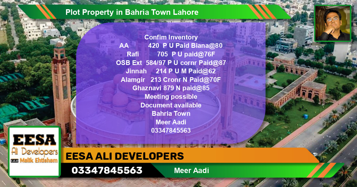 Residential Plot for Sale in Bahria Town, Lahore - (BP-59139)