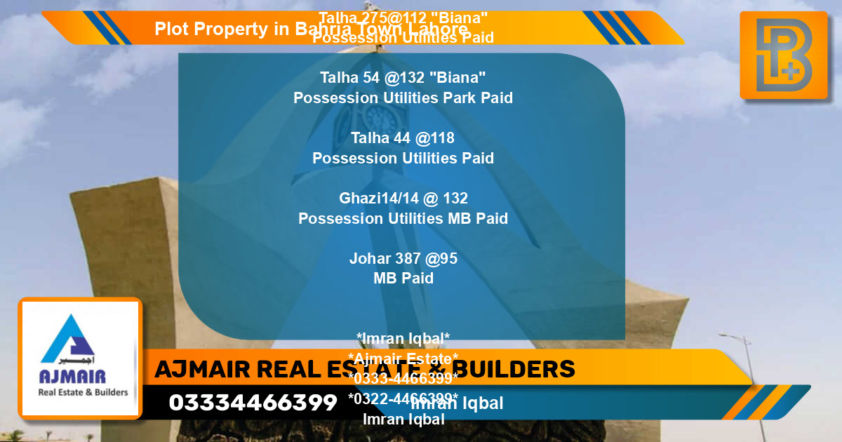 Residential Plot for Sale in Bahria Town, Lahore - (BP-59141)