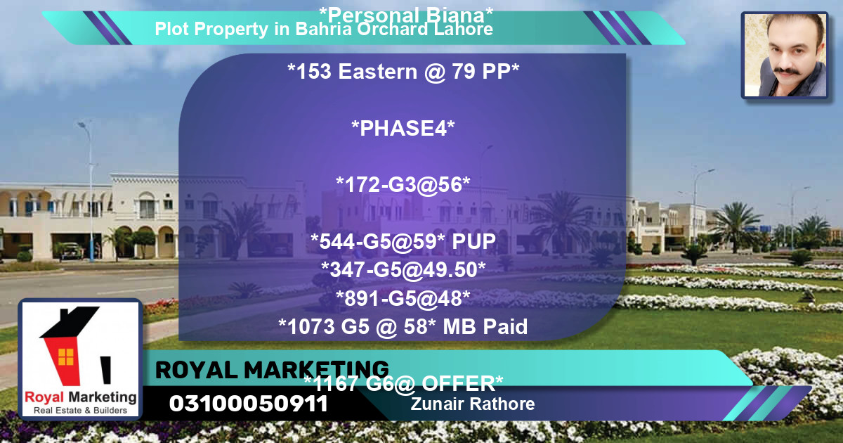 Residential Plot for Sale in Bahria Orchard, Lahore - (BP-59184)