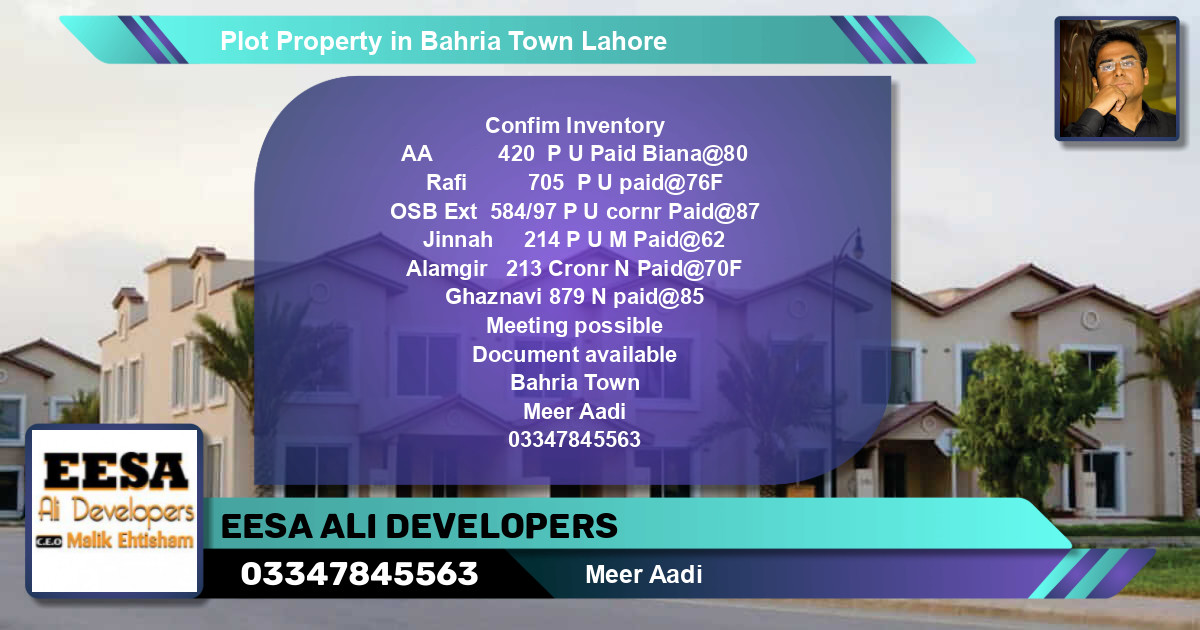 Residential Plot for Sale in Bahria Town, Lahore - (BP-59189)