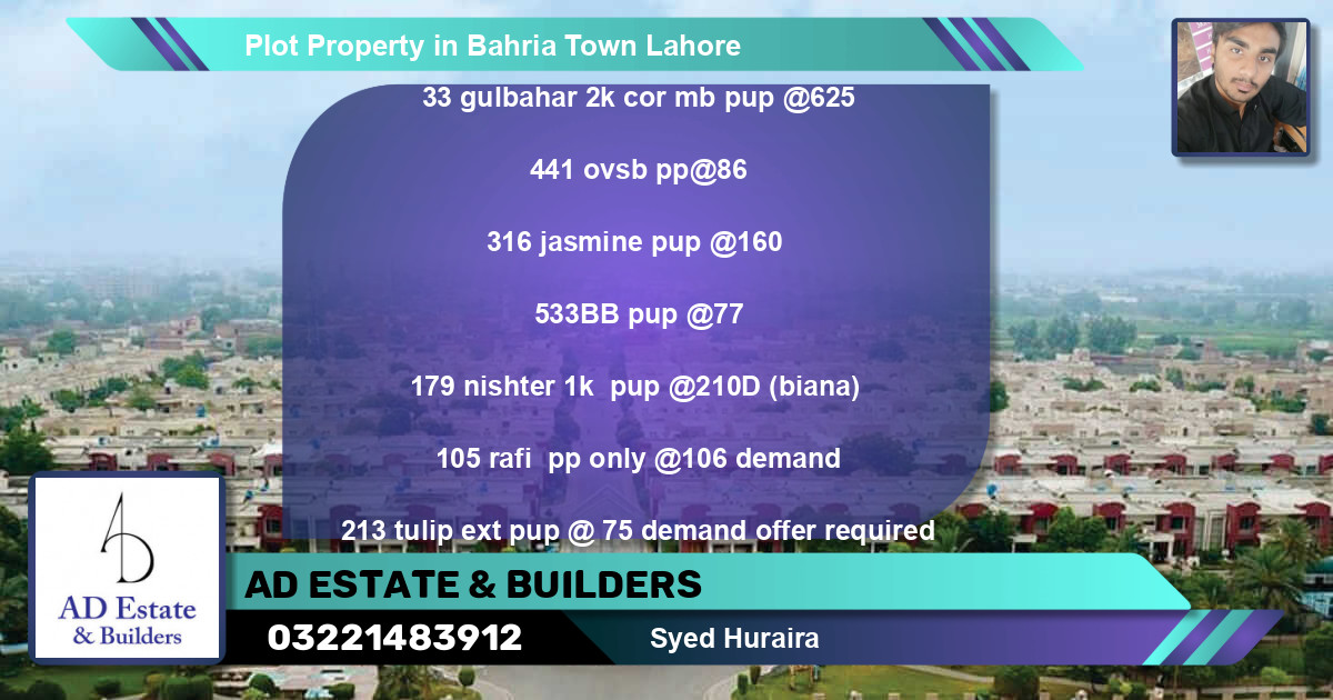 Residential Plot for Sale in Bahria Town, Lahore - (BP-59190)