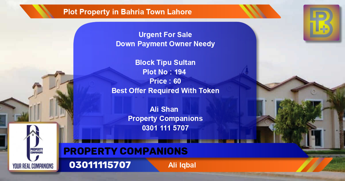 Residential Plot for Sale in Bahria Town, Lahore - (BP-59218)