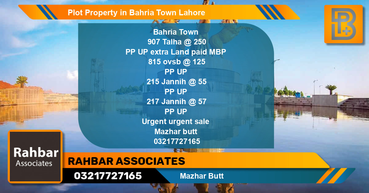 Residential Plot for Sale in Bahria Town, Lahore - (BP-59240)