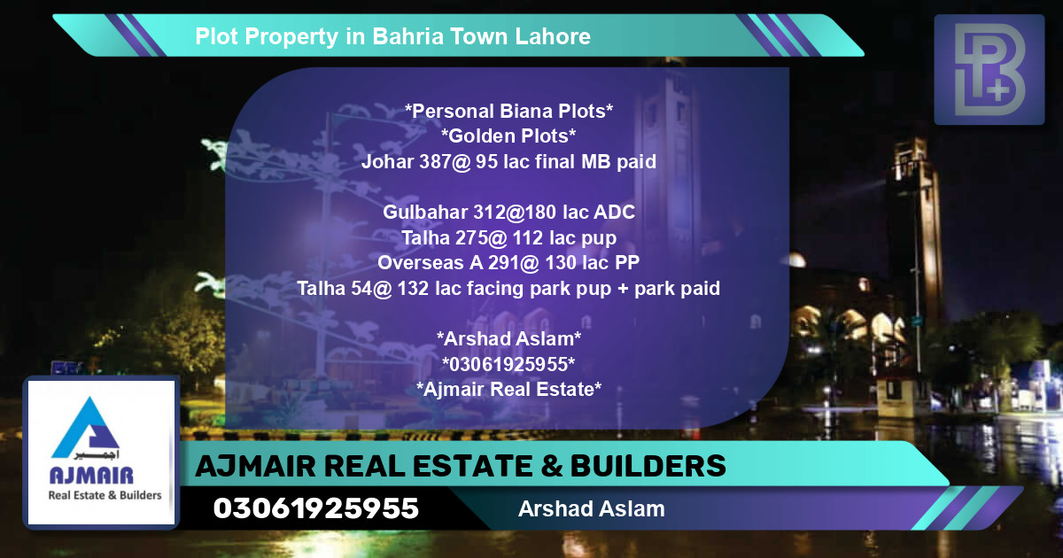 Residential Plot for Sale in Bahria Town, Lahore - (BP-59255)