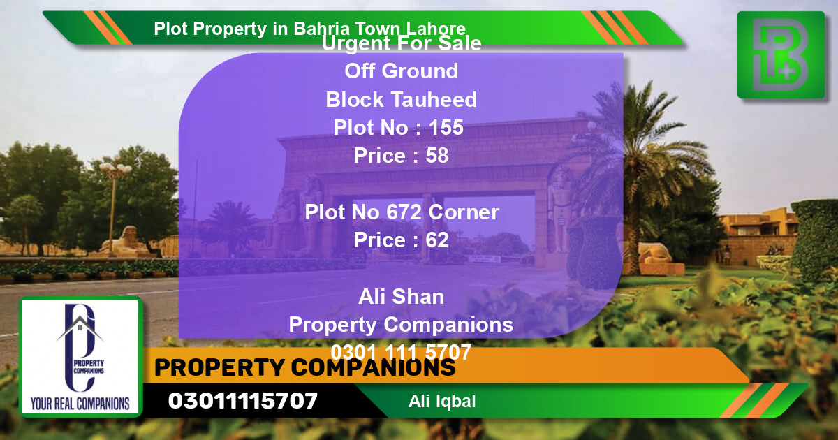 Residential Plot for Sale in Bahria Town, Lahore - (BP-59256)