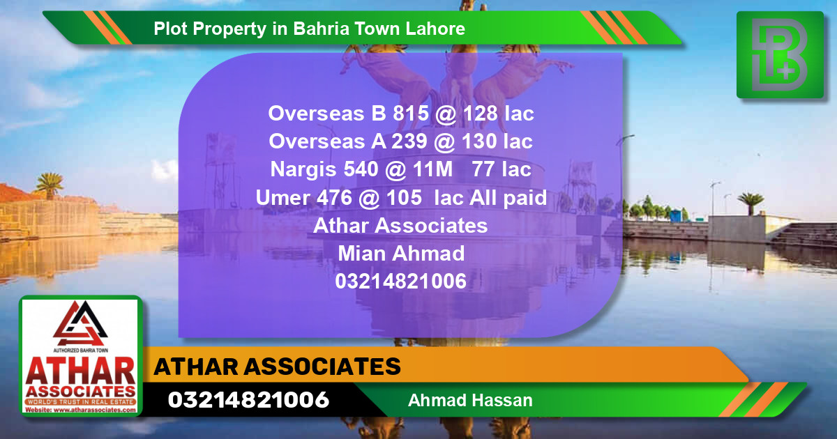 Residential Plot for Sale in Bahria Town, Lahore - (BP-59273)