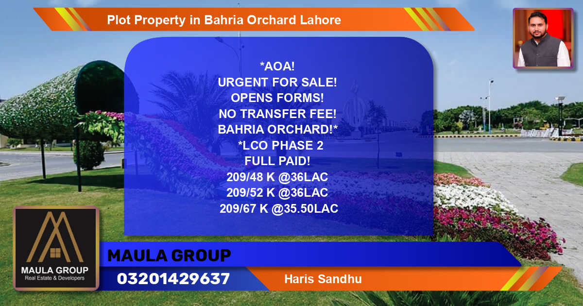 Residential Plot for Sale in Bahria Orchard, Lahore - (BP-59278)