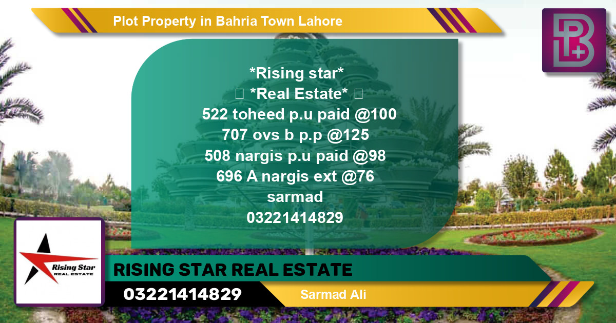 Residential Plot for Sale in Bahria Town, Lahore - (BP-59281)
