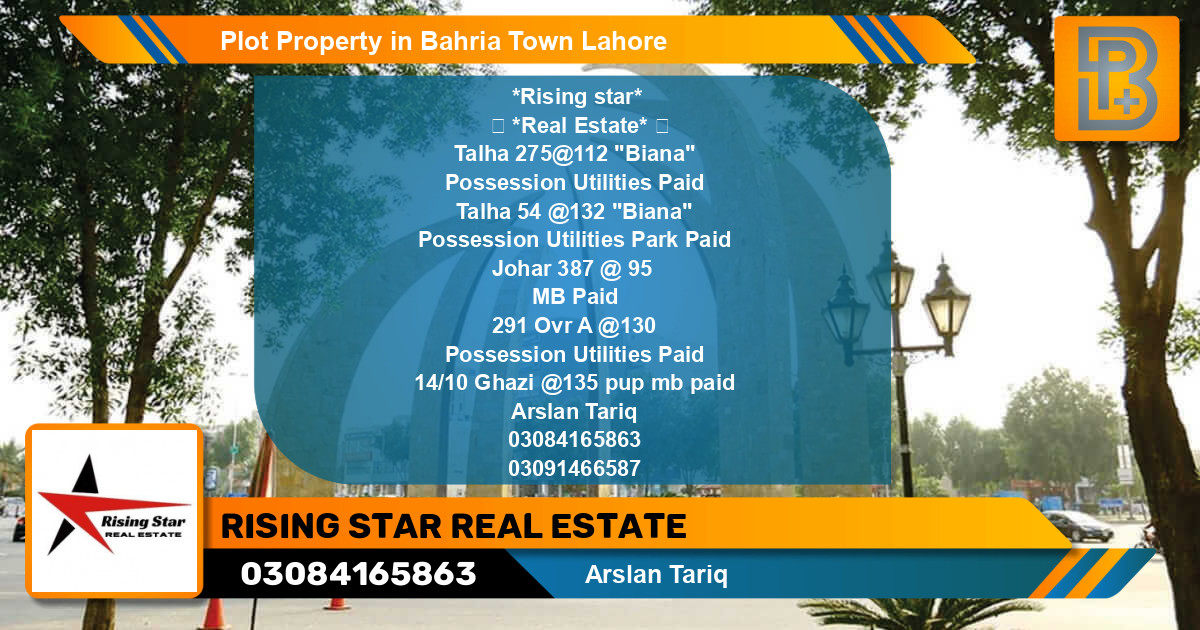 Residential Plot for Sale in Bahria Town, Lahore - (BP-59286)