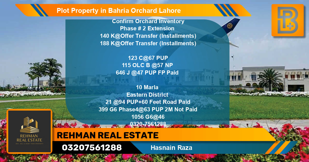 Residential Plot for Sale in Bahria Orchard, Lahore - (BP-59314)