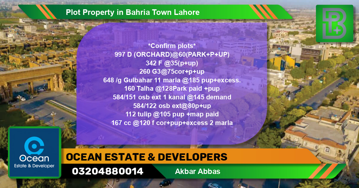 Residential Plot for Sale in Bahria Town, Lahore - (BP-59329)