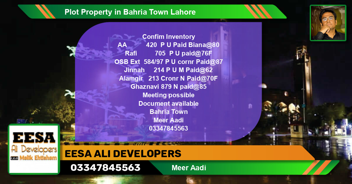 Residential Plot for Sale in Bahria Town, Lahore - (BP-59346)