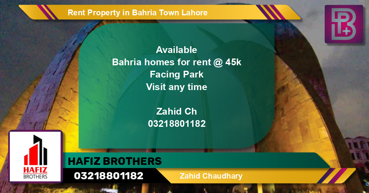 Residential Property for Rent in Bahria Town, Lahore - (BP-59359)