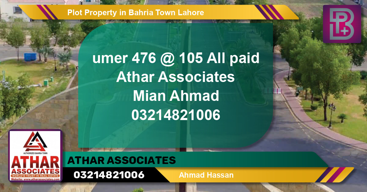 Residential Plot for Sale in Bahria Town, Lahore - (BP-59363)