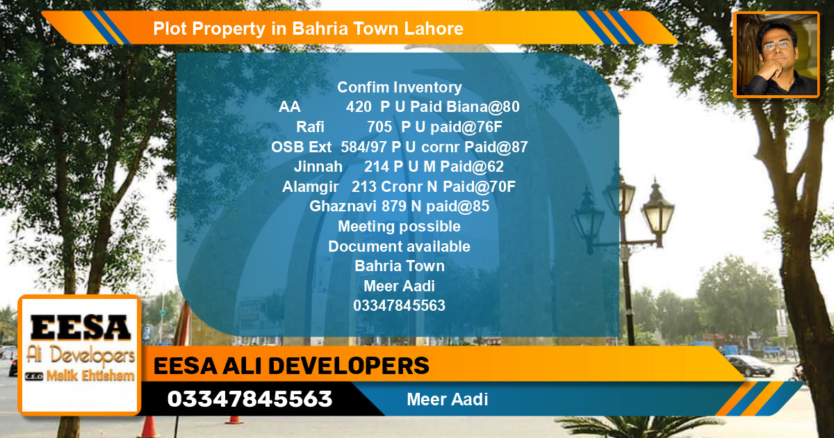 Residential Plot for Sale in Bahria Town, Lahore - (BP-59384)