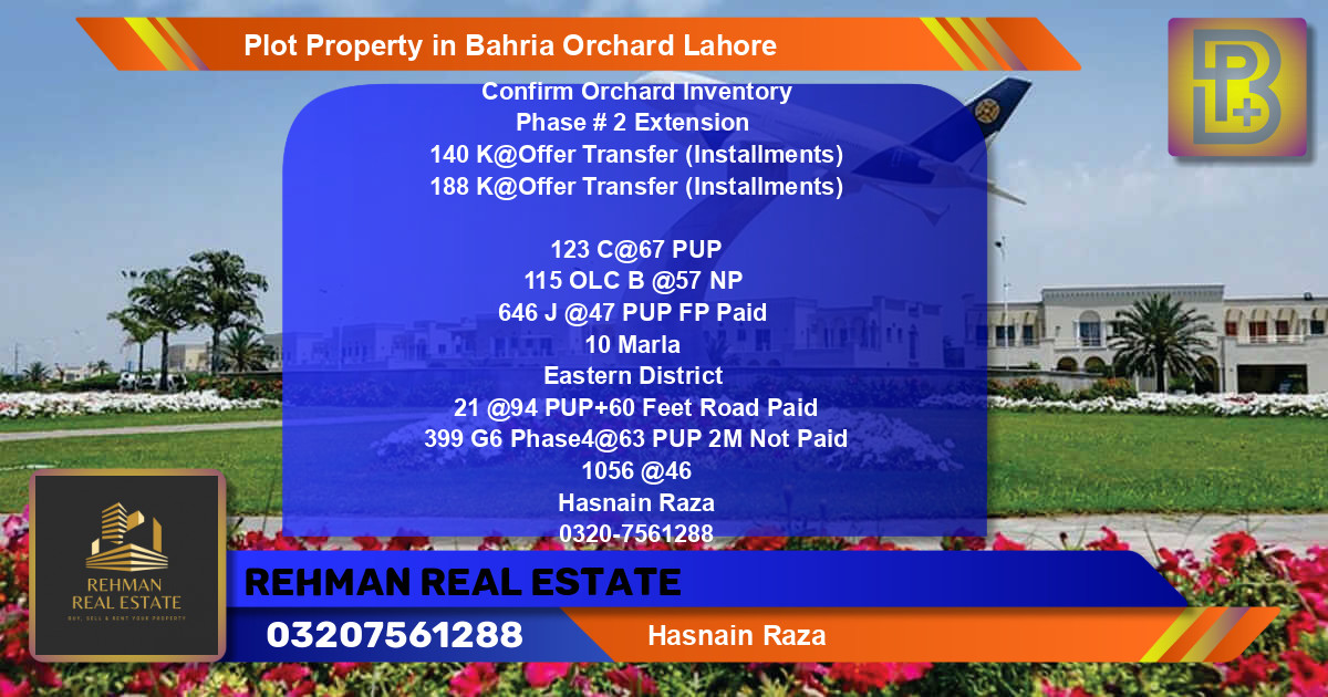 Residential Plot for Sale in Bahria Orchard, Lahore - (BP-59390)