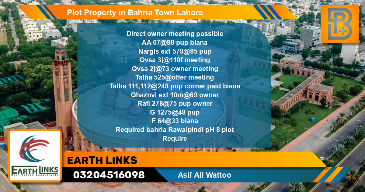 Residential Plot for Sale in Bahria Town, Lahore - (BP-59402)