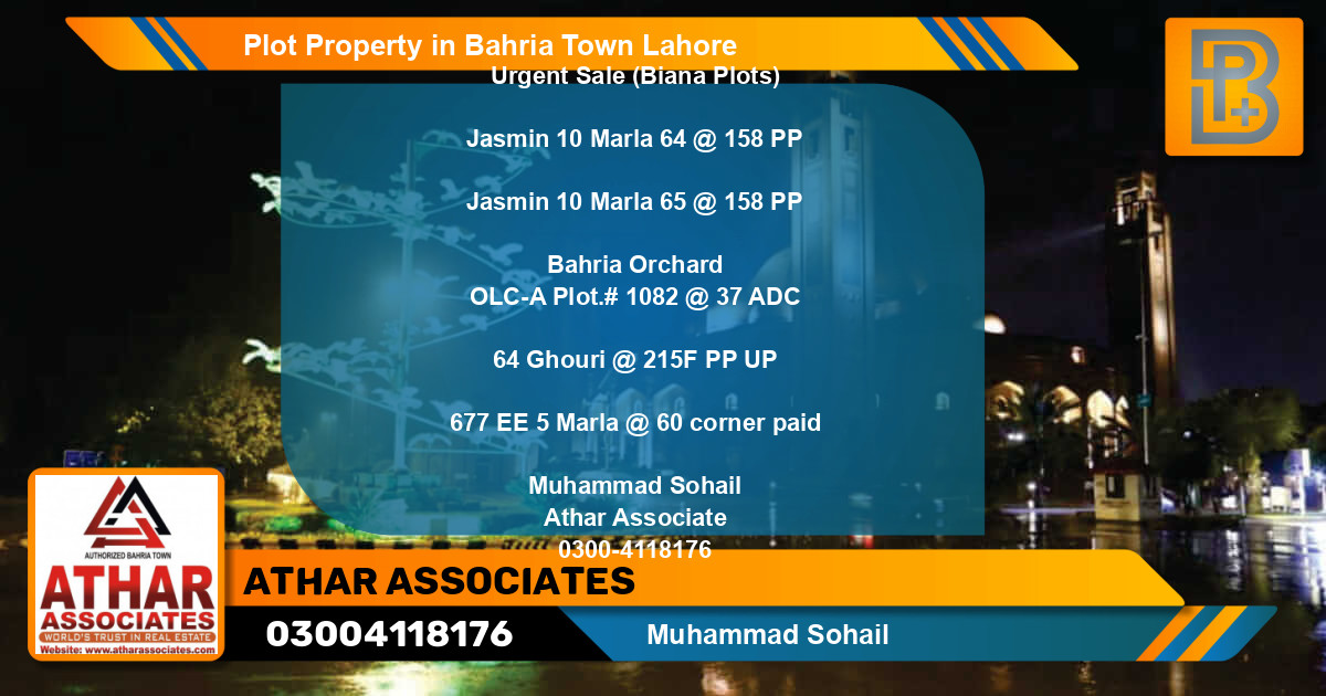Residential Plot for Sale in Bahria Town, Lahore - (BP-59410)