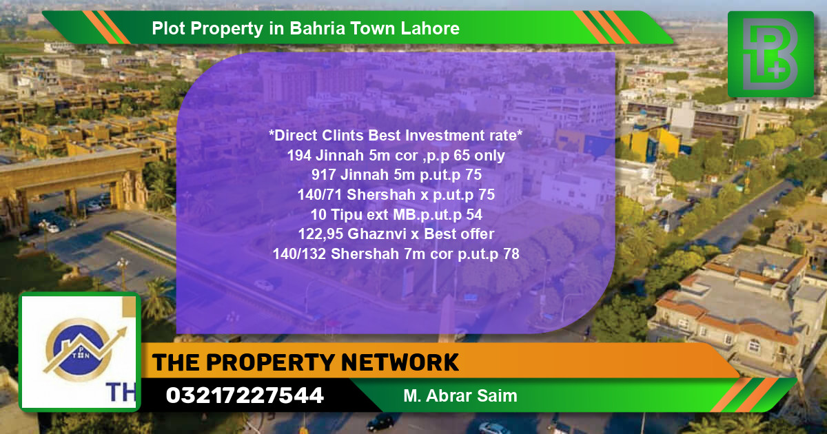 Residential Plot for Sale in Bahria Town, Lahore - (BP-59416)