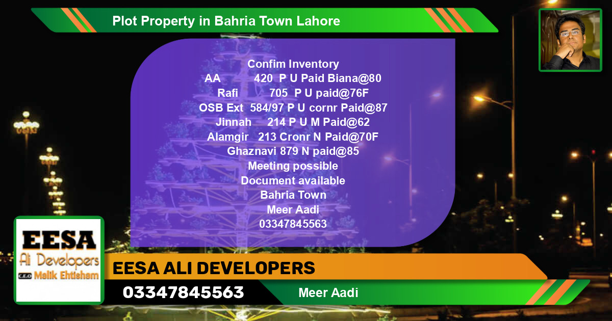 Residential Plot for Sale in Bahria Town, Lahore - (BP-59473)
