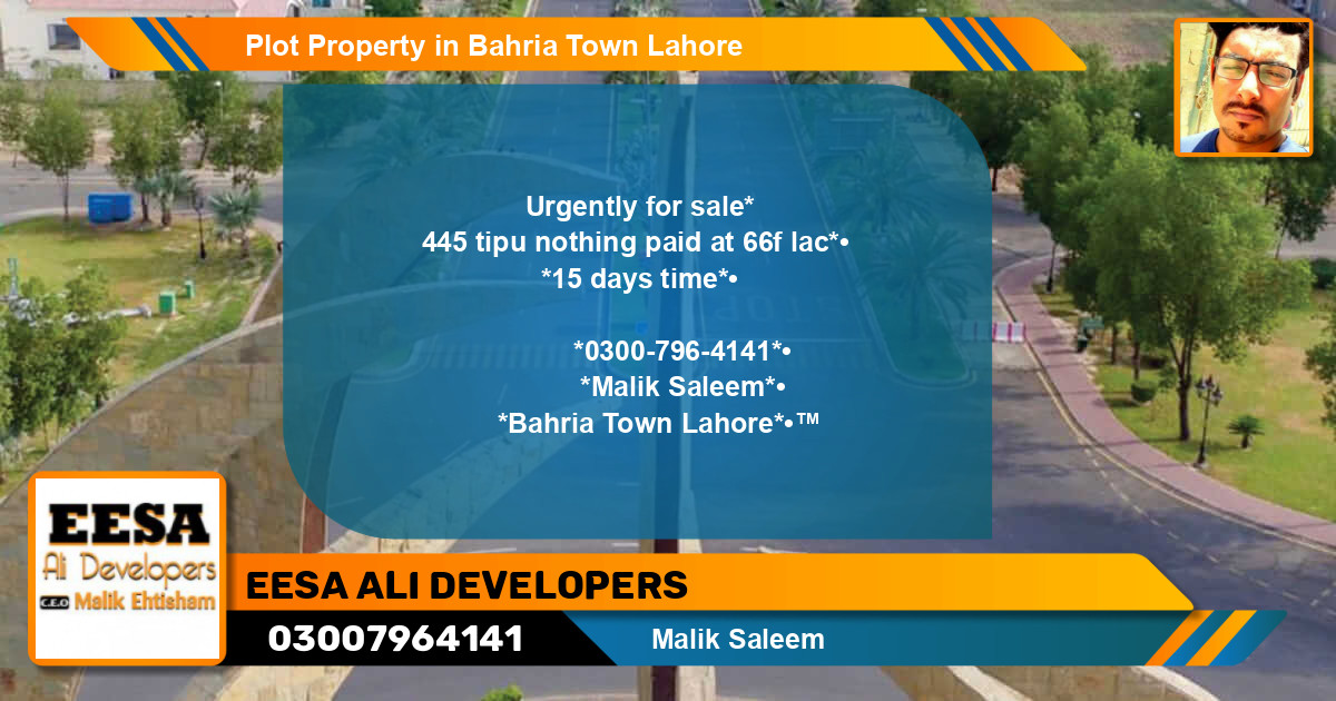 Residential Plot for Sale in Bahria Town, Lahore - (BP-59486)
