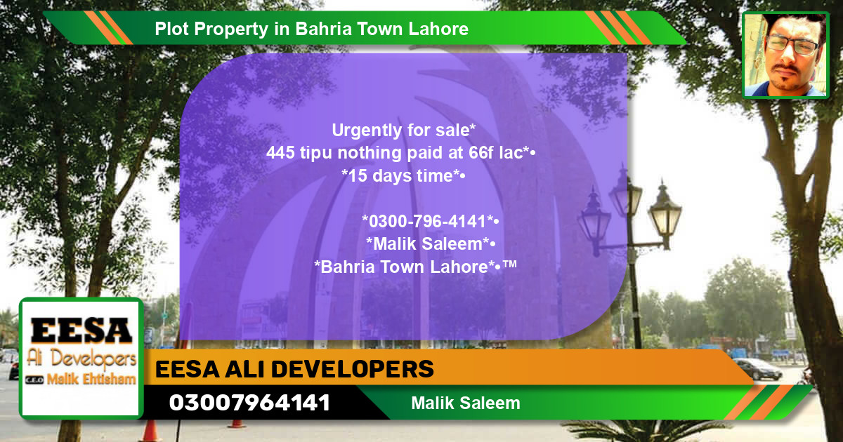 Residential Plot for Sale in Bahria Town, Lahore - (BP-59487)