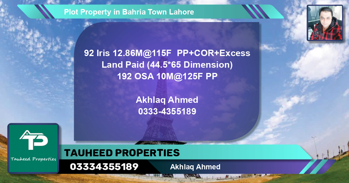Residential Plot for Sale in Bahria Town, Lahore - (BP-59497)