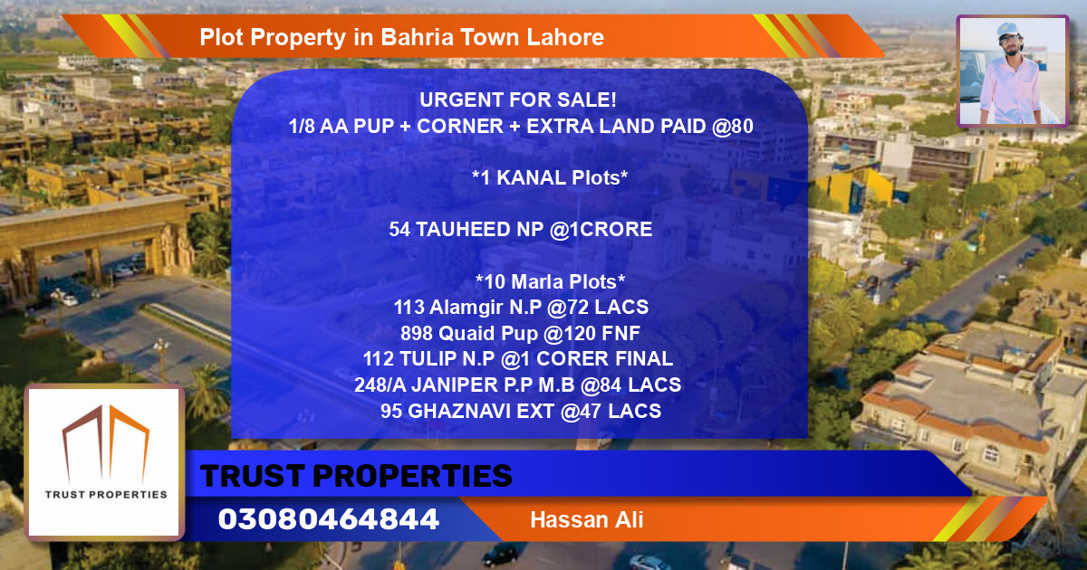 Residential Plot for Sale in Bahria Town, Lahore - (BP-59527)