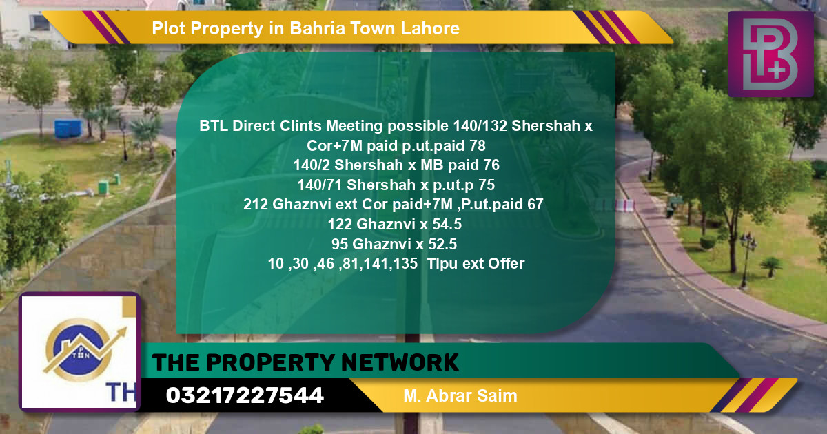 Residential Plot for Sale in Bahria Town, Lahore - (BP-59530)