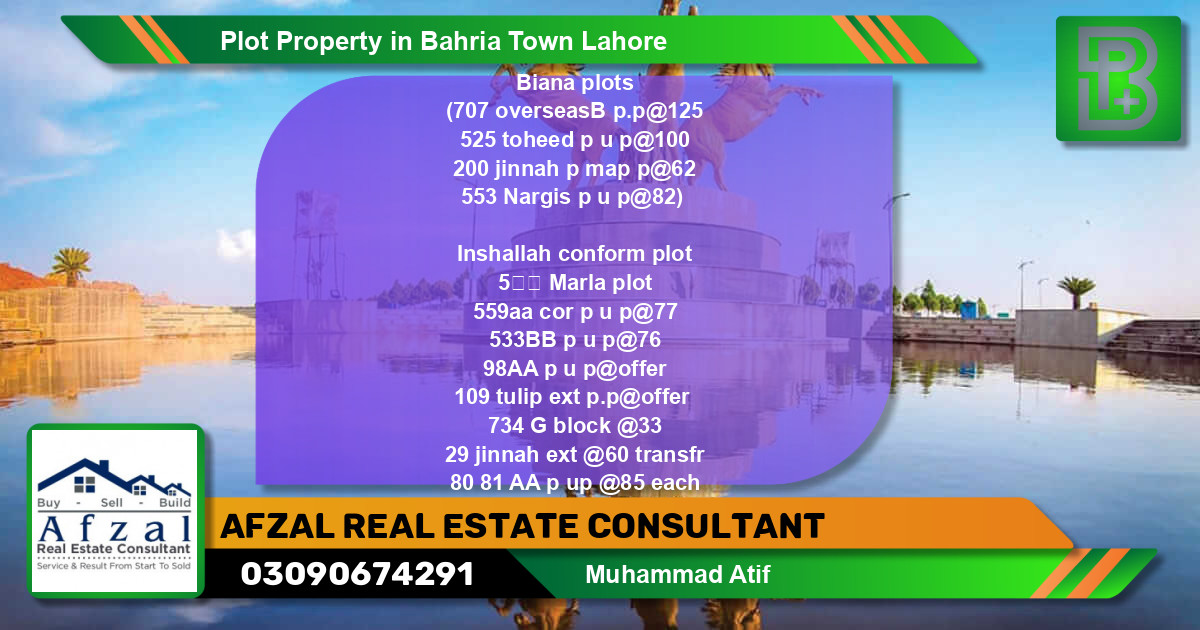 Residential Plot for Sale in Bahria Town, Lahore - (BP-59531)
