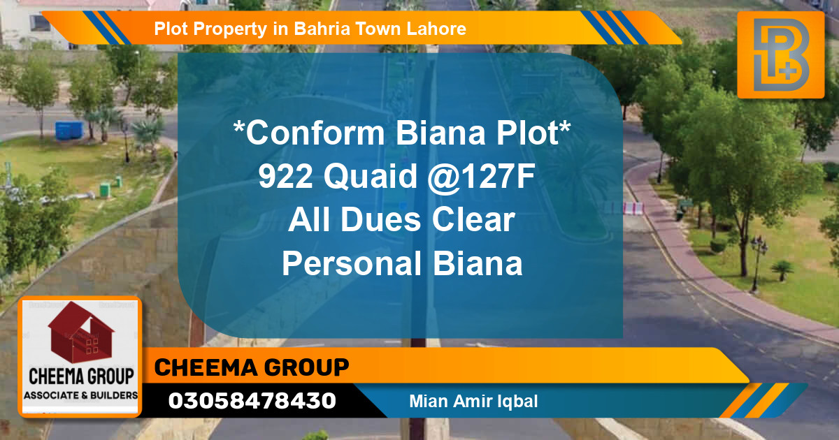 Residential Plot for Sale in Bahria Town, Lahore - (BP-59566)