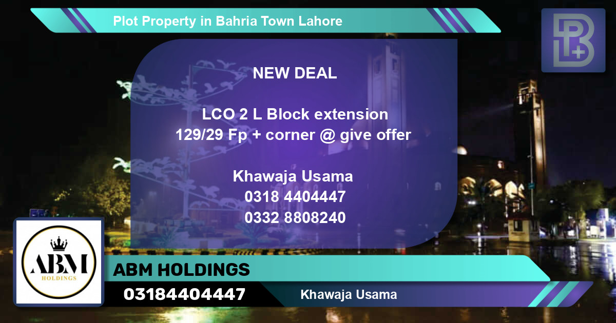 Residential Plot for Sale in Bahria Town, Lahore - (BP-59582)