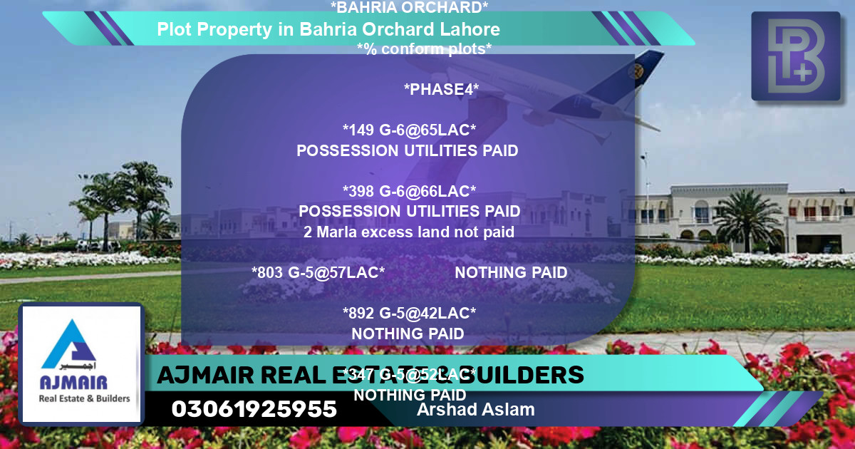 Residential Plot for Sale in Bahria Orchard, Lahore - (BP-59594)