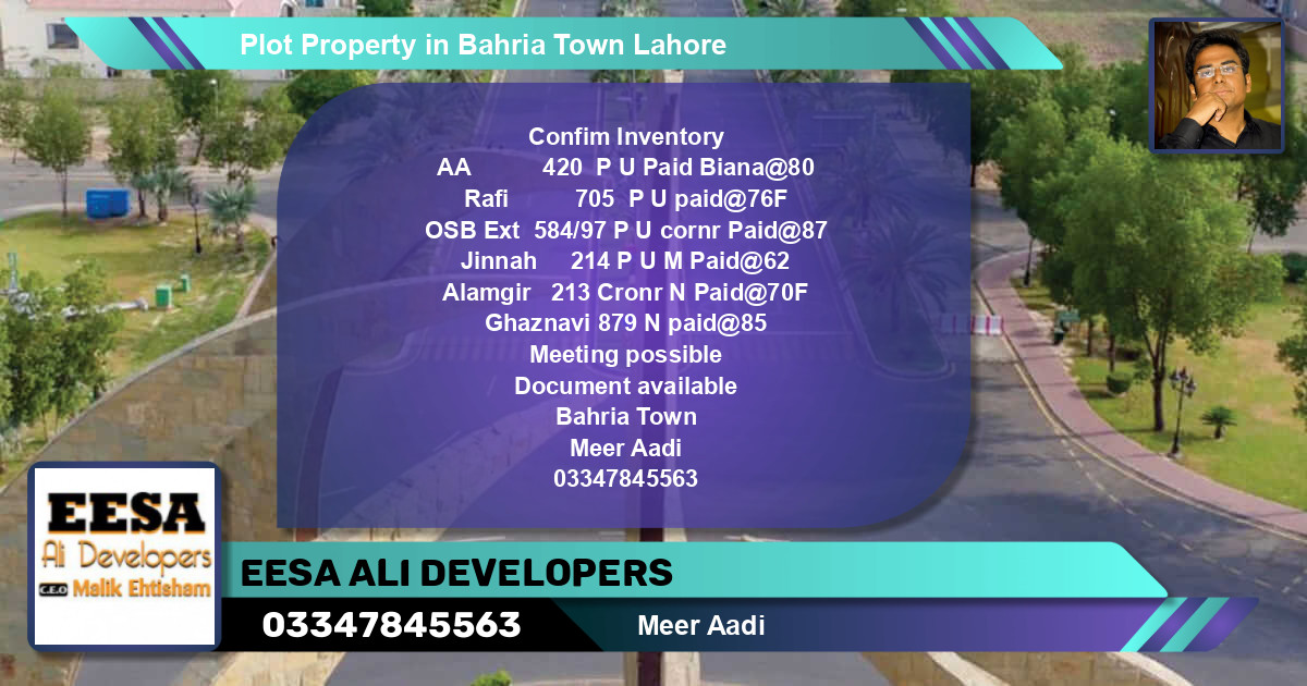 Residential Plot for Sale in Bahria Town, Lahore - (BP-59596)