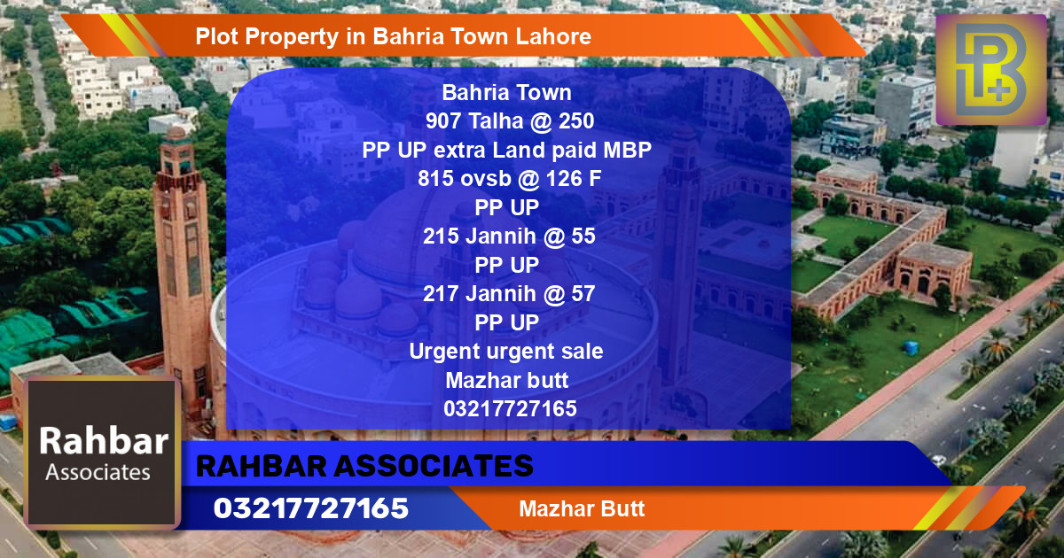 Residential Plot for Sale in Bahria Town, Lahore - (BP-59600)