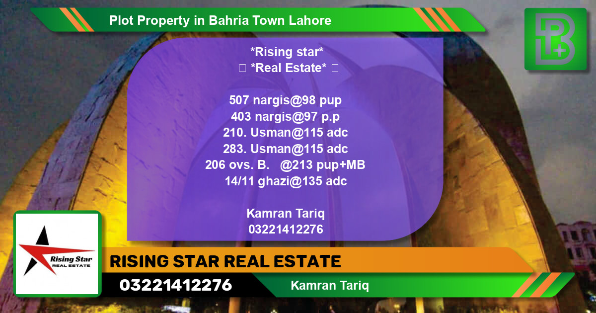 Residential Plot for Sale in Bahria Town, Lahore - (BP-59606)
