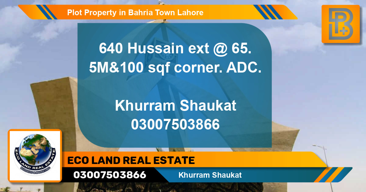 Residential Plot for Sale in Bahria Town, Lahore - (BP-59611)
