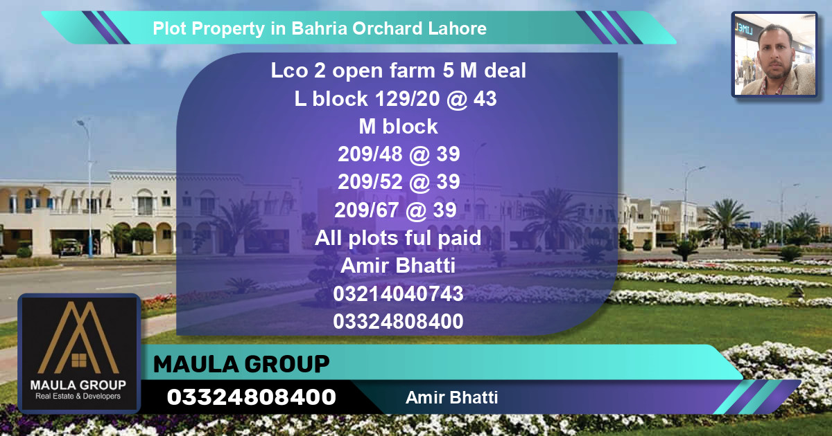 Residential Plot for Sale in Bahria Orchard, Lahore - (BP-59633)