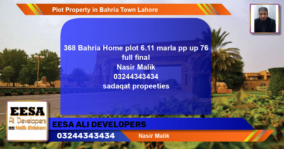 Residential Plot for Sale in Bahria Town, Lahore - (BP-59635)