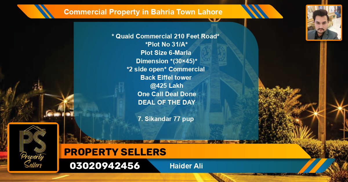 Commercial Property for Sale in Bahria Town, Lahore - (BP-59650)